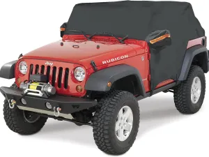 Big Ant Wrangler Cab Cover for 1987-2023 Je-ep Wrangler JK JKU JL JLU 2 Door, Half Car Cover Waterproof Oxford with Reflective Strip,Sun Snowproof Cab Car Cover Black