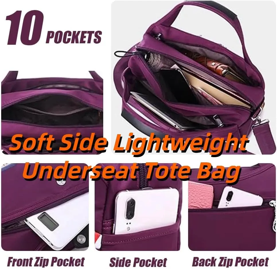 Blaciokamith Soft Side Lightweight Underseat Tote Bag, Waterproof Durable Oxford Cloth Shoulder Bags Multi-pocket Bulk (C)