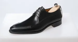 Black Leather Derby Shoes - Handmade Formal Lace-Up Footwear