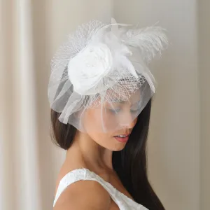 Blanca White Ostrich Feather Fascinator