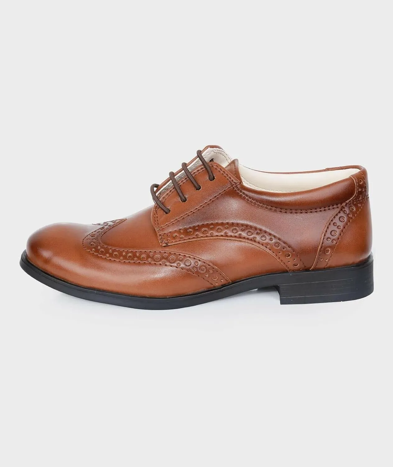 Boys’ Patent Derby Dress Shoes, Wingtip Brogue Lace-Up Wedding Prom Formal Footwear