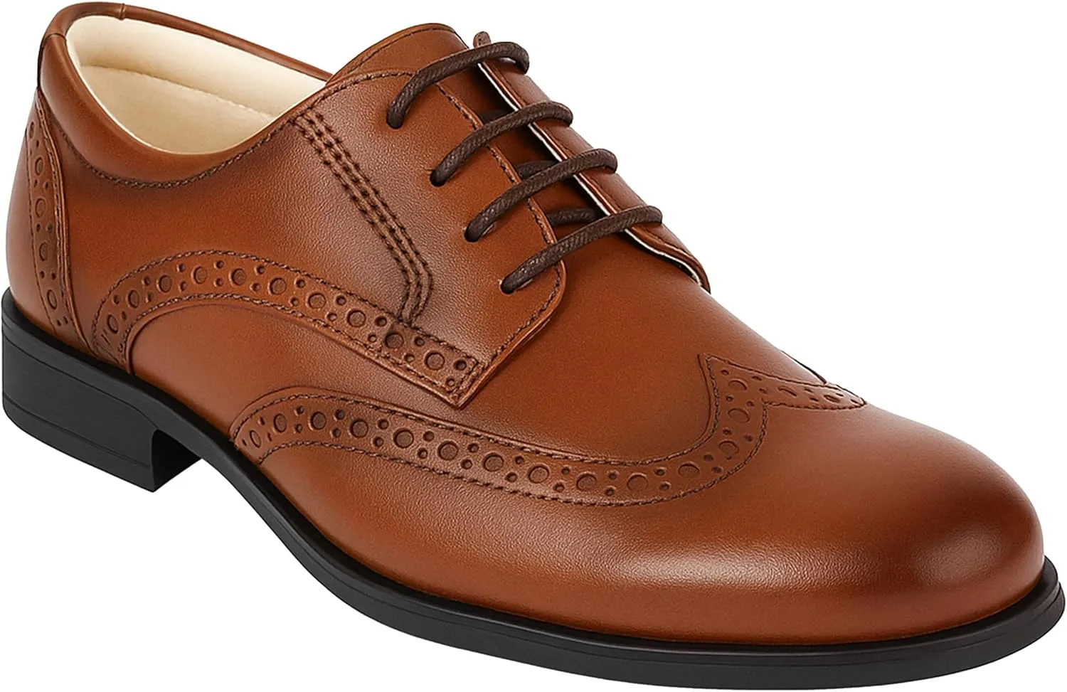 Boys’ Patent Derby Dress Shoes, Wingtip Brogue Lace-Up Wedding Prom Formal Footwear
