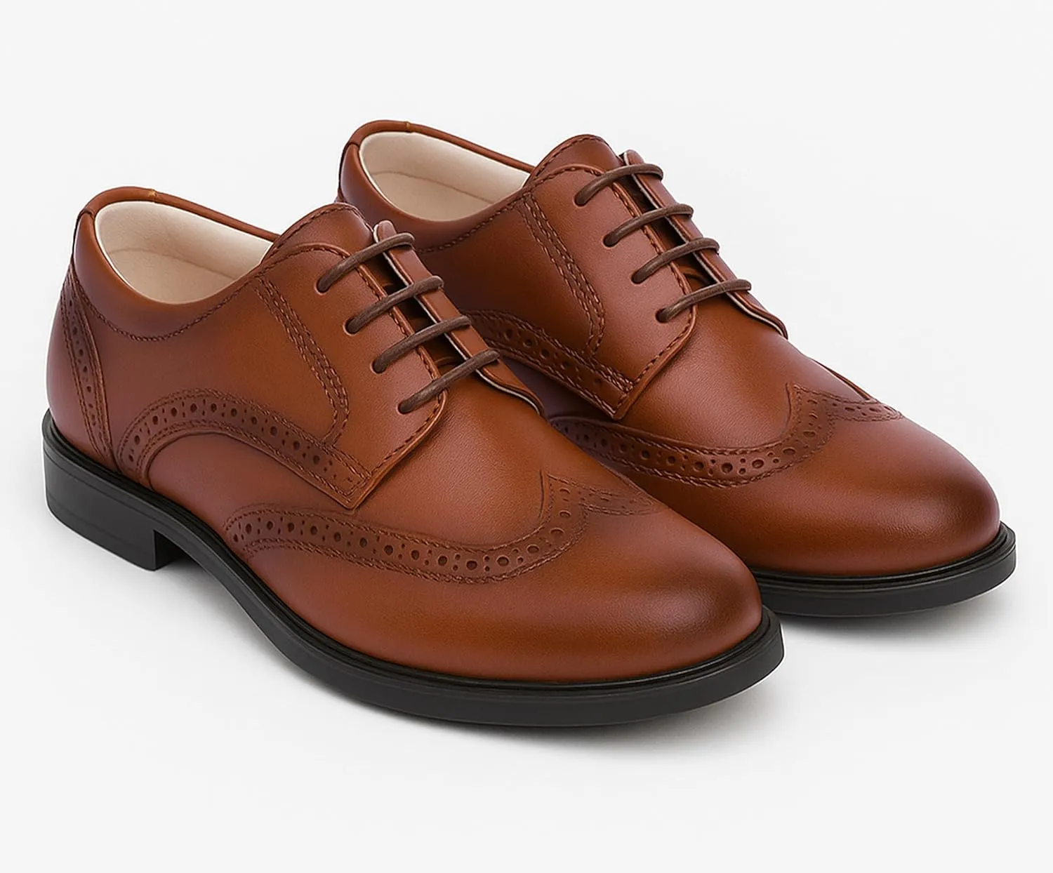 Boys’ Patent Derby Dress Shoes, Wingtip Brogue Lace-Up Wedding Prom Formal Footwear