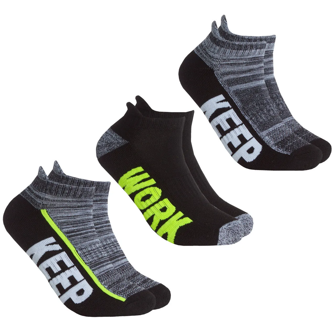 Boys Trainer Socks Space Dye 3 Pairs - Yellow