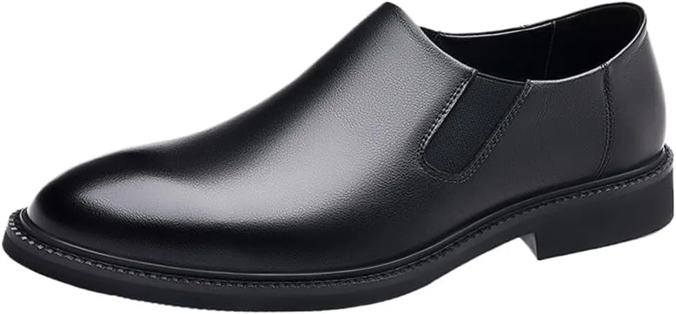 British Gentleman Vintage Oxford Shoes Pointed Toe Leather Business Casual Slip On Height Increase Trendy Footwear