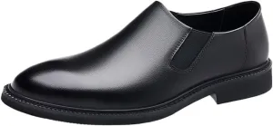 British Gentleman Vintage Oxford Shoes Pointed Toe Leather Business Casual Slip On Height Increase Trendy Footwear