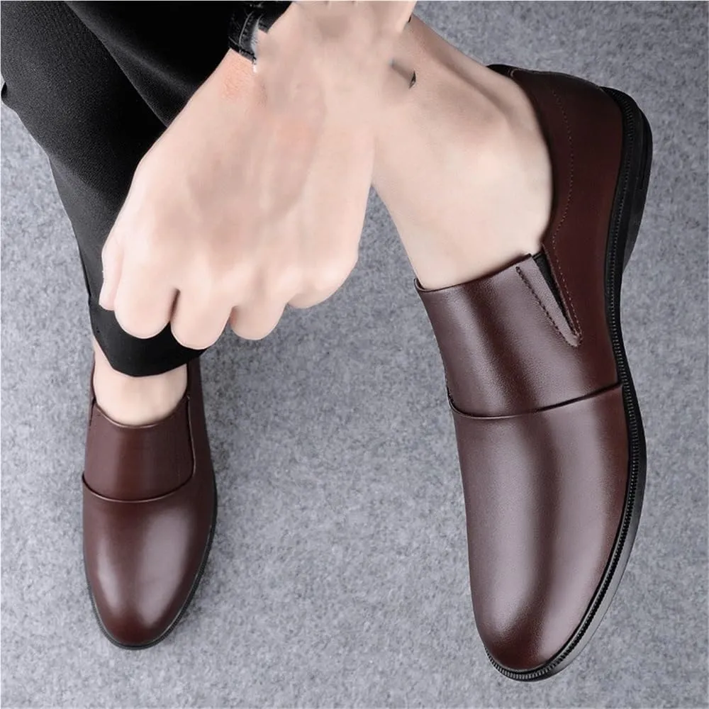 British Luxury Mens Oxford Shoes Breathable Slip On Low Top Walking Casual Leather Lightweight Soft Sole Bean