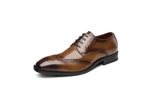 British Style Classic Business Leather Derby Shoes (Brown)
