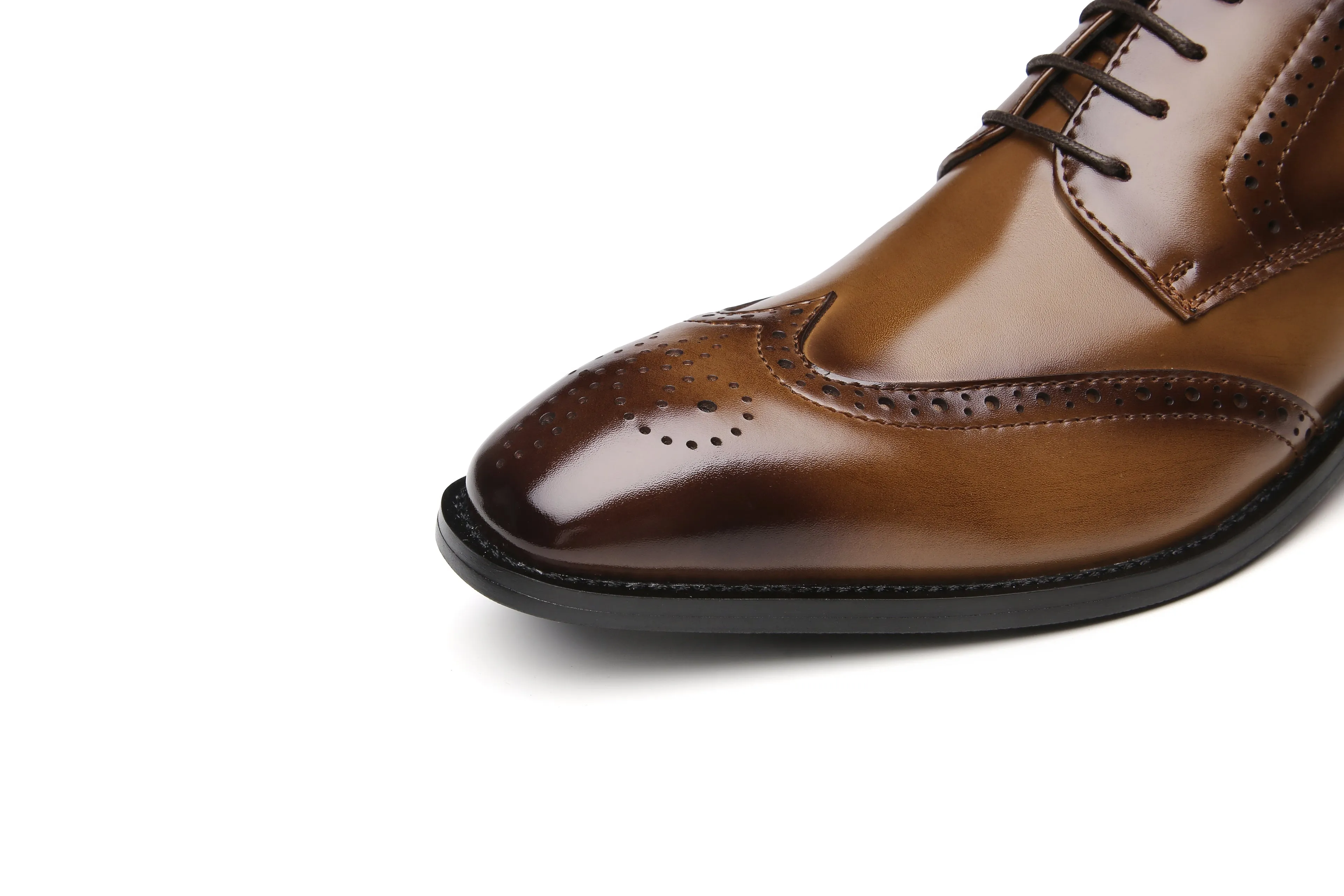 British Style Classic Business Leather Derby Shoes (Brown)