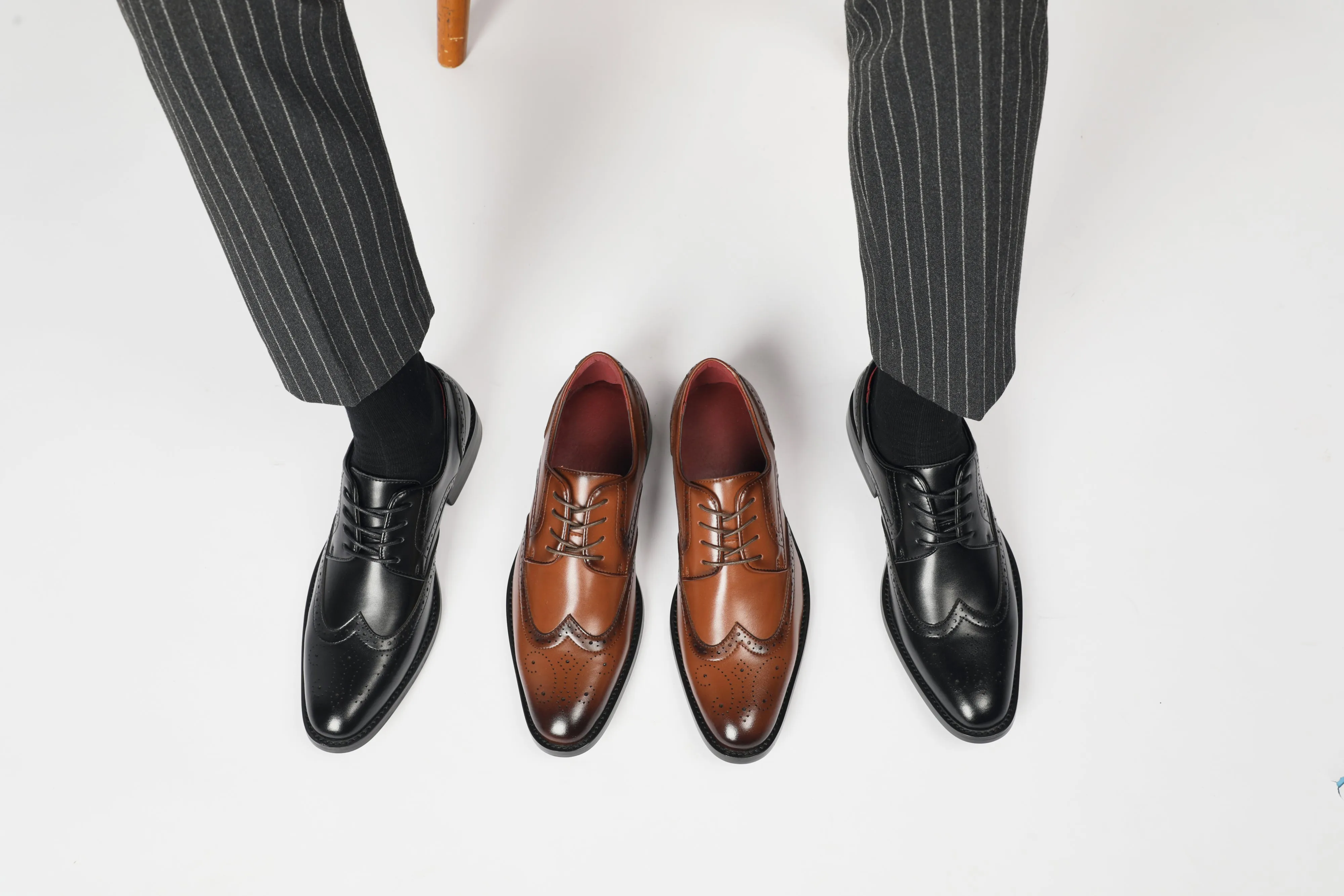 British Style Elegant Brogue Leather Derby Shoes