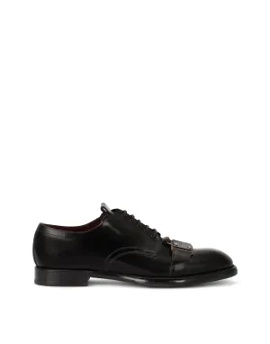 Brushed calfskin Derby shoes with branded plate