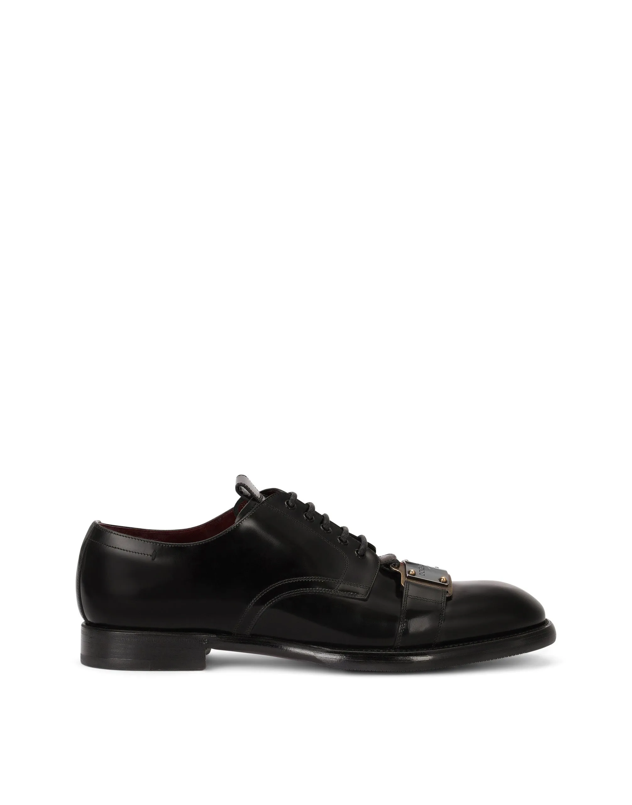 Brushed calfskin Derby shoes with branded plate