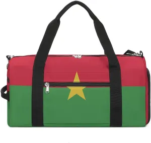 Burkina Faso Flag Gym Bag for Boys Girls with Shoe Compartment Travel Overnight