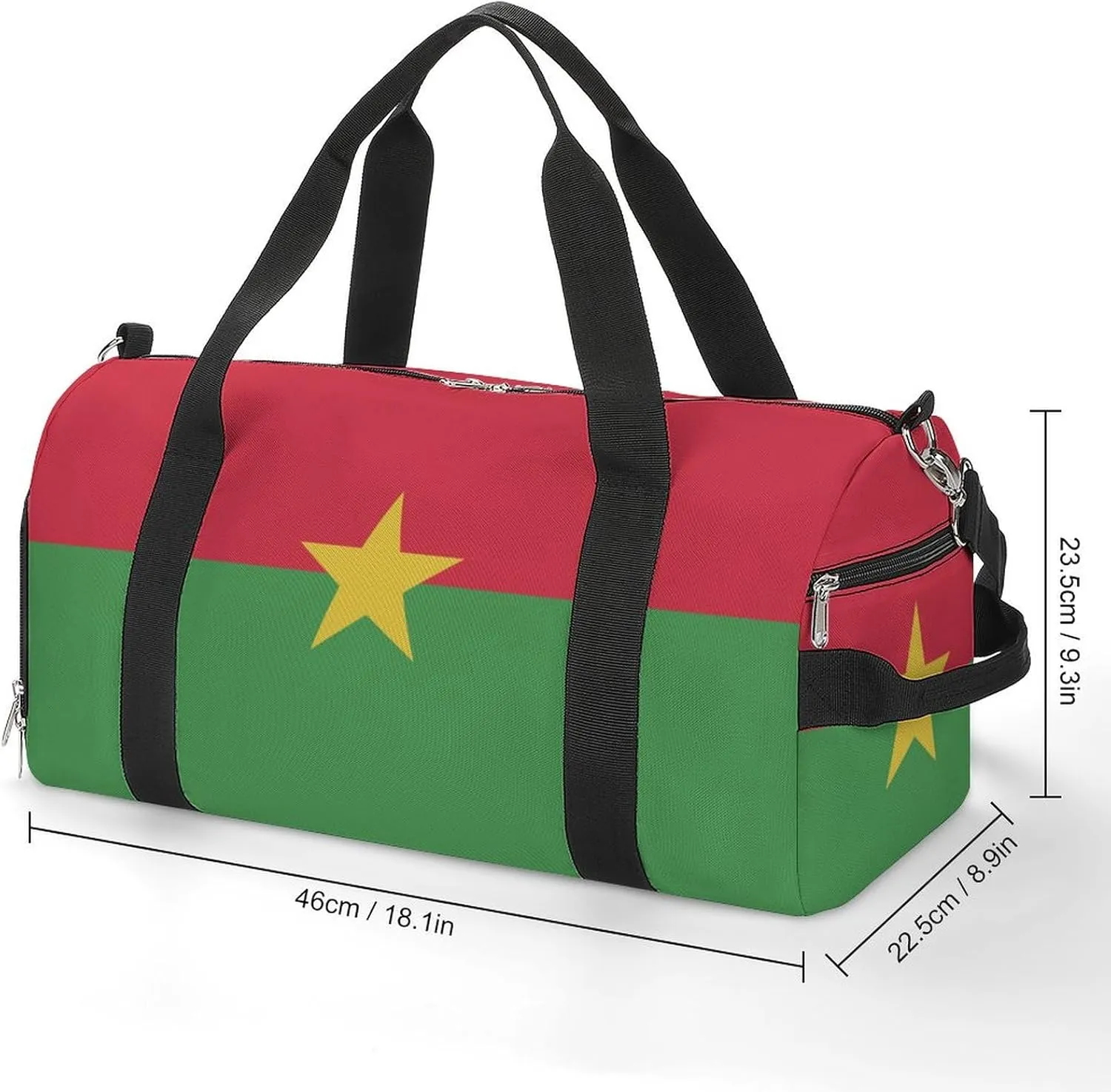 Burkina Faso Flag Gym Bag for Boys Girls with Shoe Compartment Travel Overnight