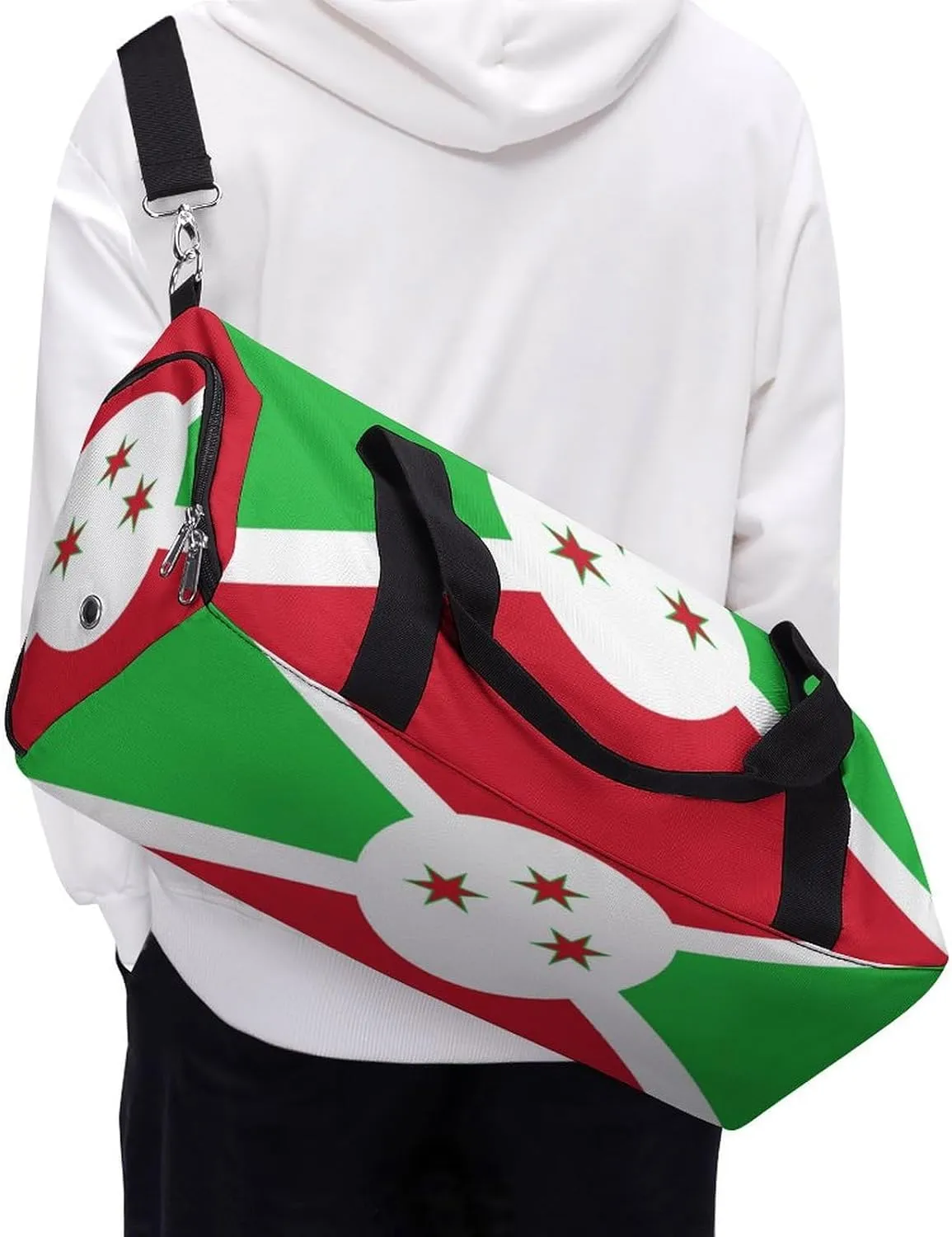Burundi Flag Duffel Bag for Boys Girls with Wet Pocket Shoe Compartment