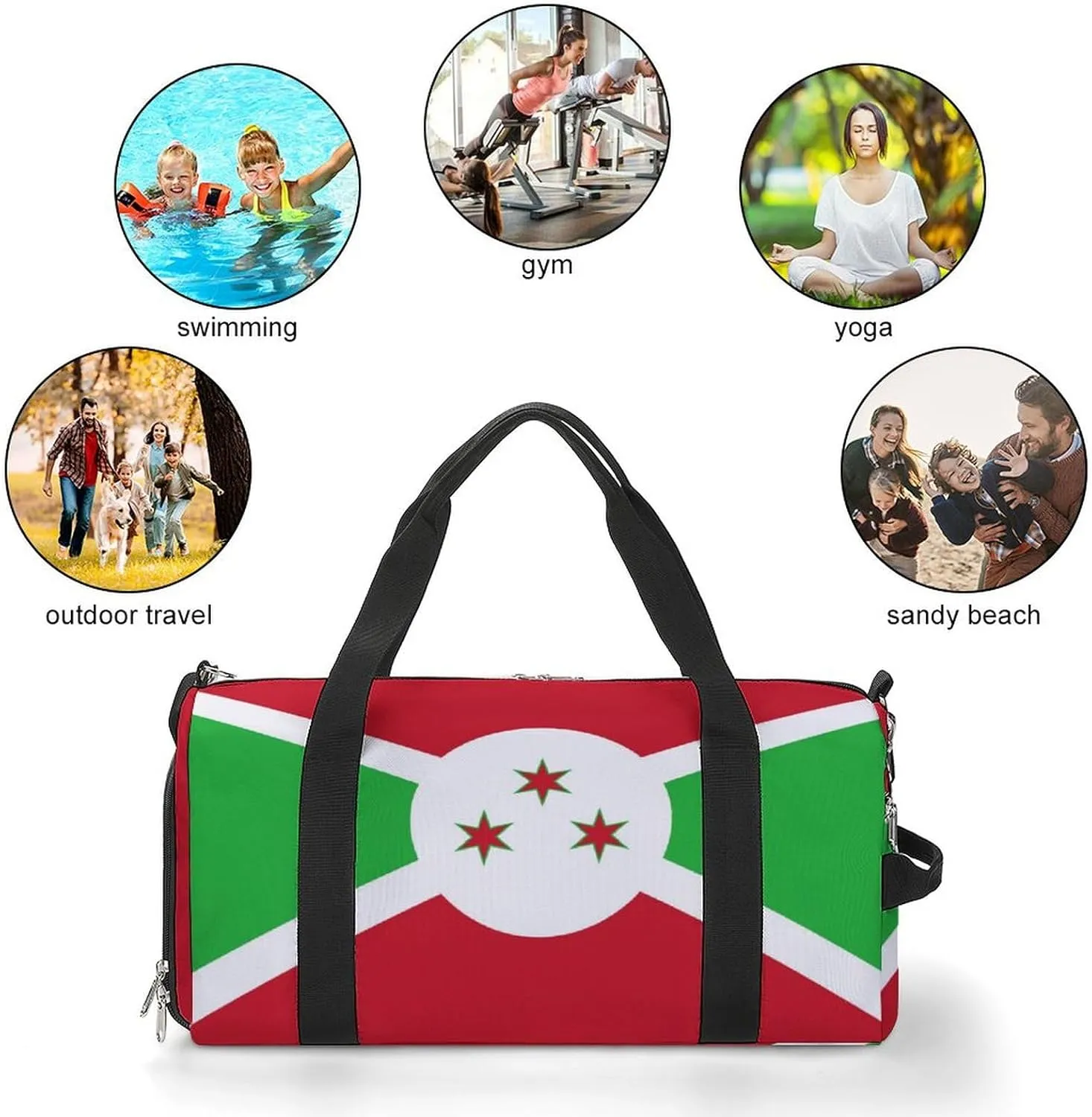 Burundi Flag Duffel Bag for Boys Girls with Wet Pocket Shoe Compartment