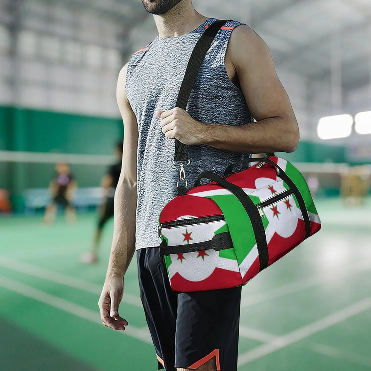 Burundi Flag Duffel Bag for Boys Girls with Wet Pocket Shoe Compartment