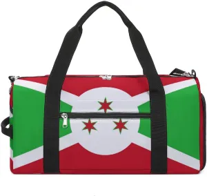 Burundi Flag Duffel Bag for Boys Girls with Wet Pocket Shoe Compartment