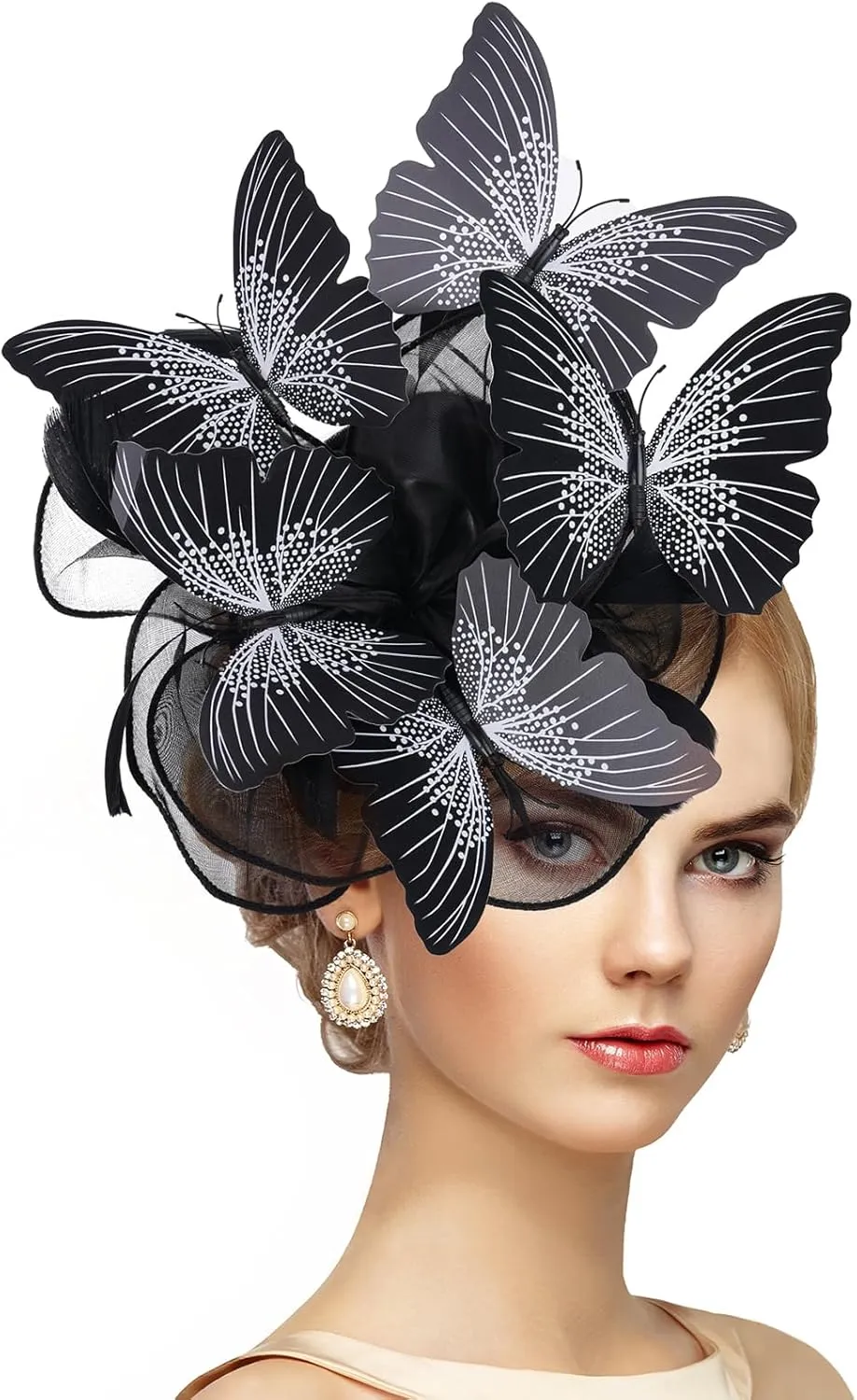 Butterfly Organza Fascinators Hats - Monarch Butterfly Tea Party Hat with Hairpin, 2025 Derby Headwear