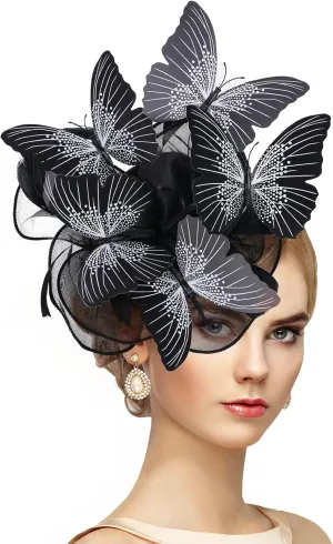 Butterfly Organza Fascinators Hats - Monarch Butterfly Tea Party Hat with Hairpin, 2025 Derby Headwear