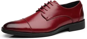 ByErz Men's Dress Shoes Oxford Leather Stylish Lace-Up Wingtip Brogues Business Casual Formal Derby Shoes