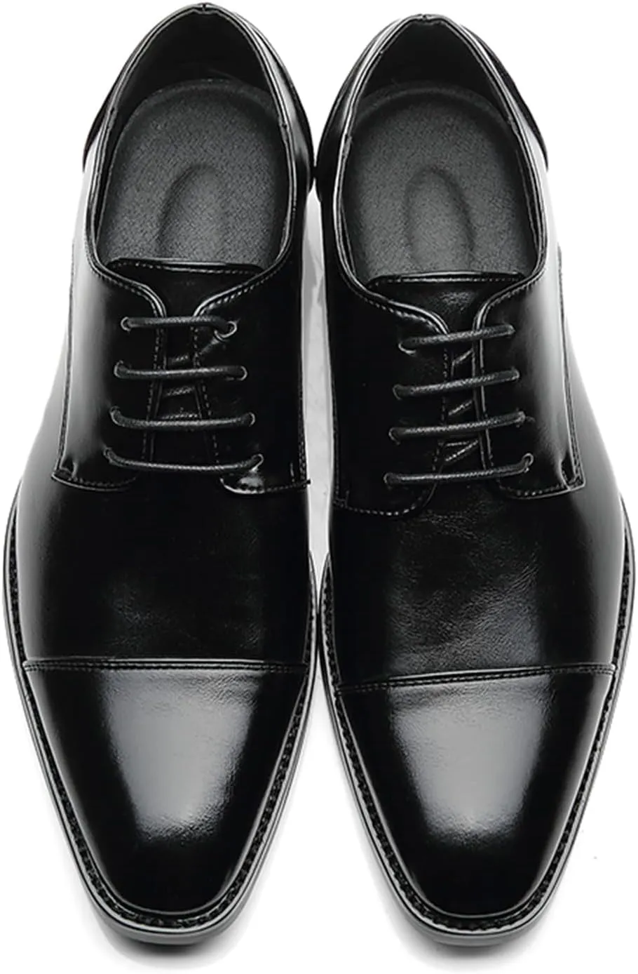 ByErz Men's Dress Shoes Oxford Leather Stylish Lace-Up Wingtip Brogues Business Casual Formal Derby Shoes