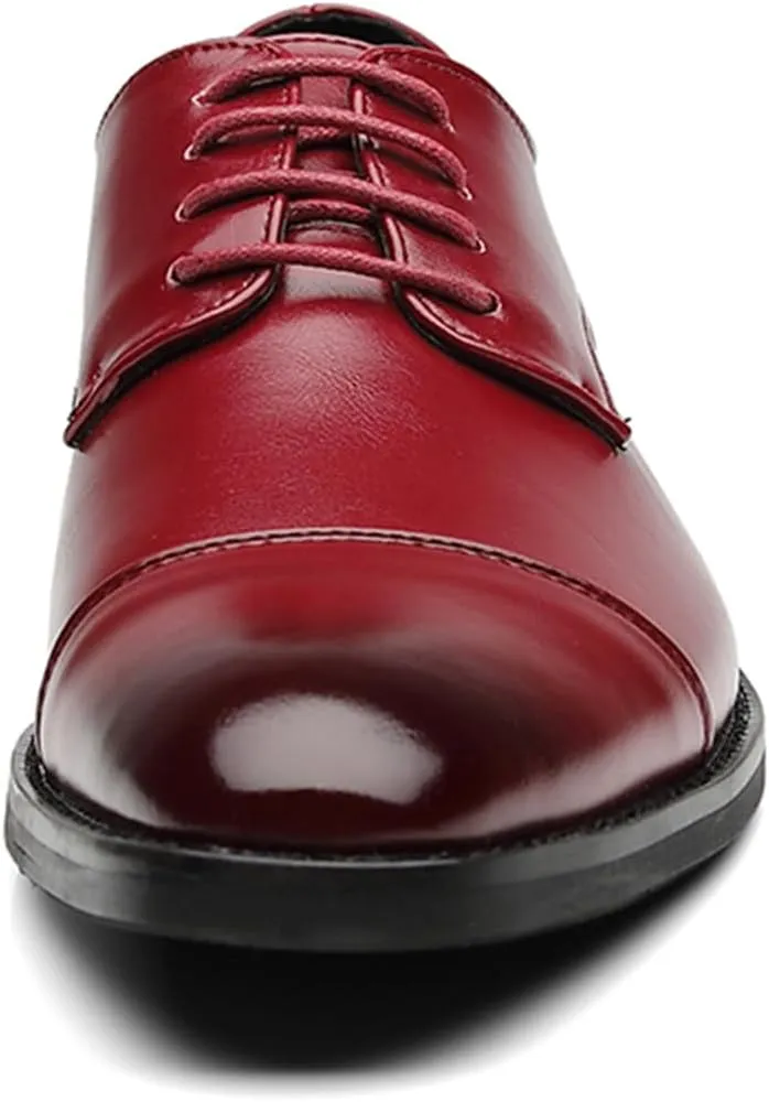 ByErz Men's Dress Shoes Oxford Leather Stylish Lace-Up Wingtip Brogues Business Casual Formal Derby Shoes