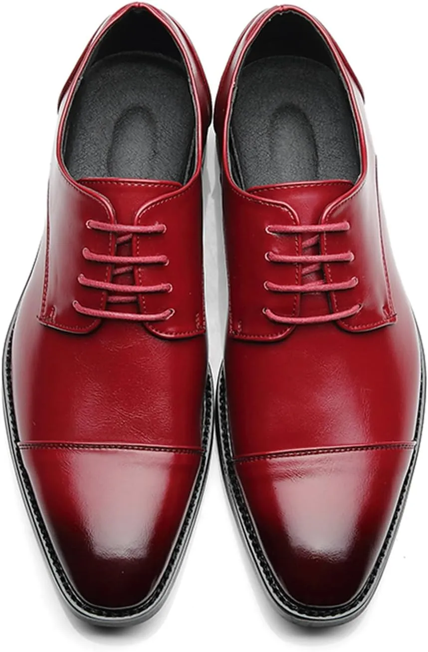 ByErz Men's Dress Shoes Oxford Leather Stylish Lace-Up Wingtip Brogues Business Casual Formal Derby Shoes