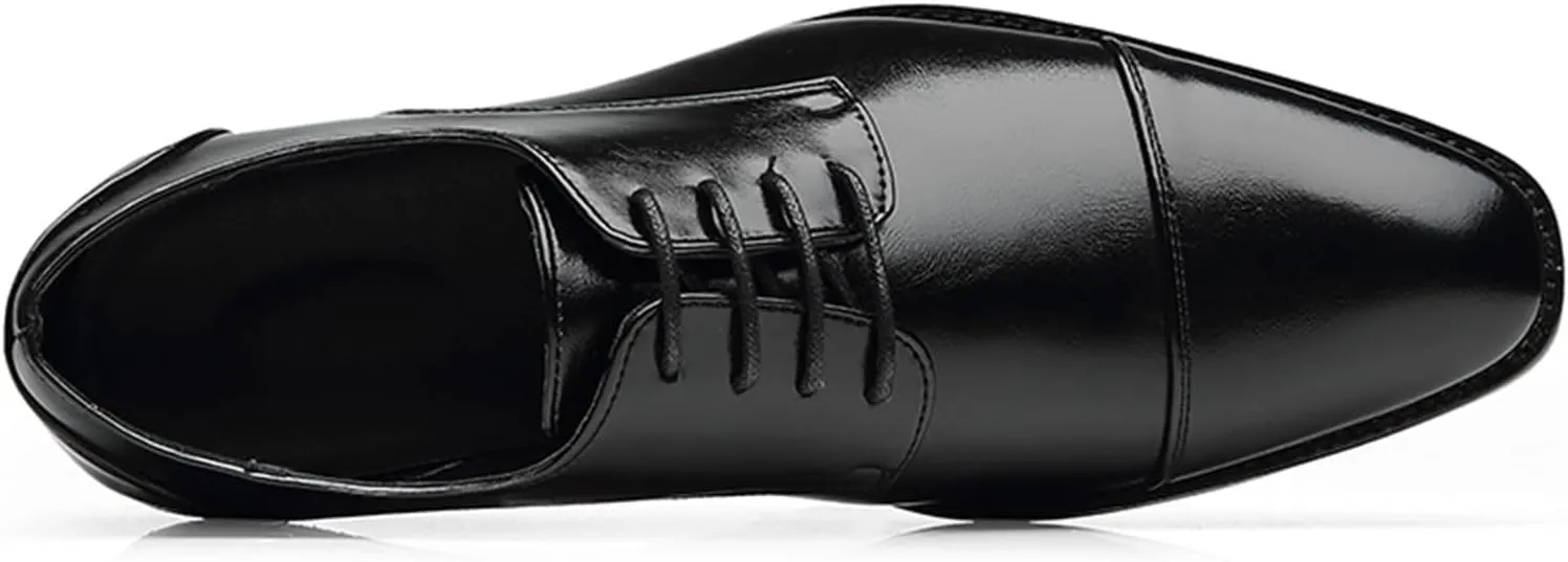 ByErz Men's Dress Shoes Oxford Leather Stylish Lace-Up Wingtip Brogues Business Casual Formal Derby Shoes