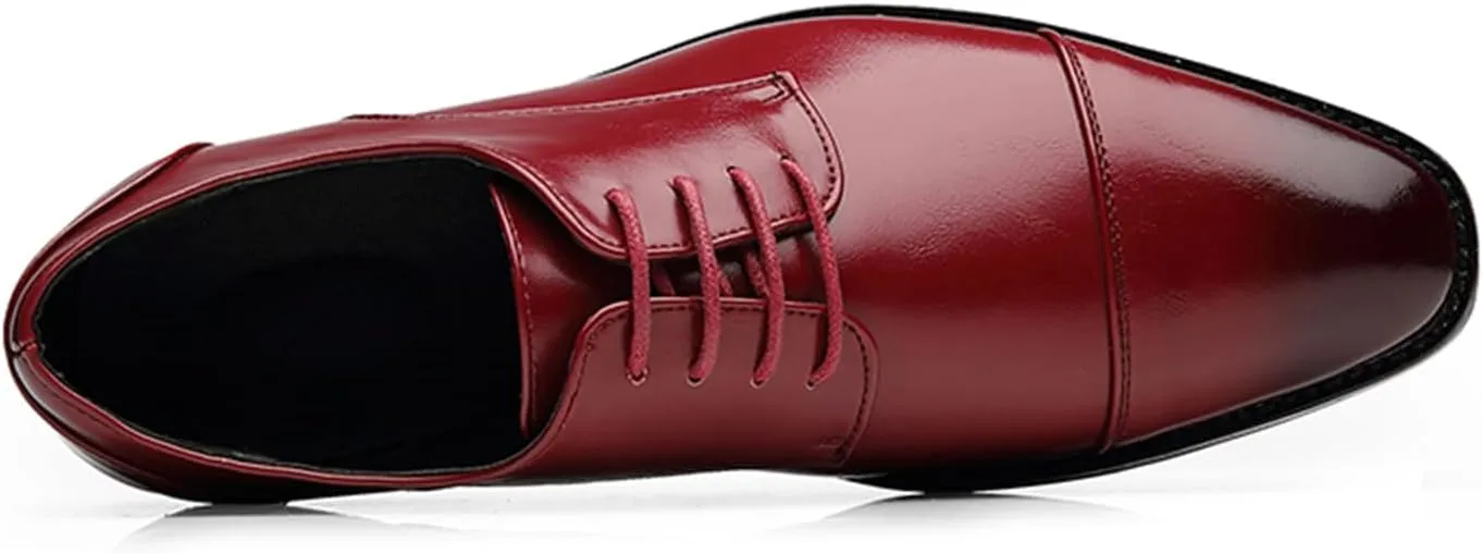 ByErz Men's Dress Shoes Oxford Leather Stylish Lace-Up Wingtip Brogues Business Casual Formal Derby Shoes