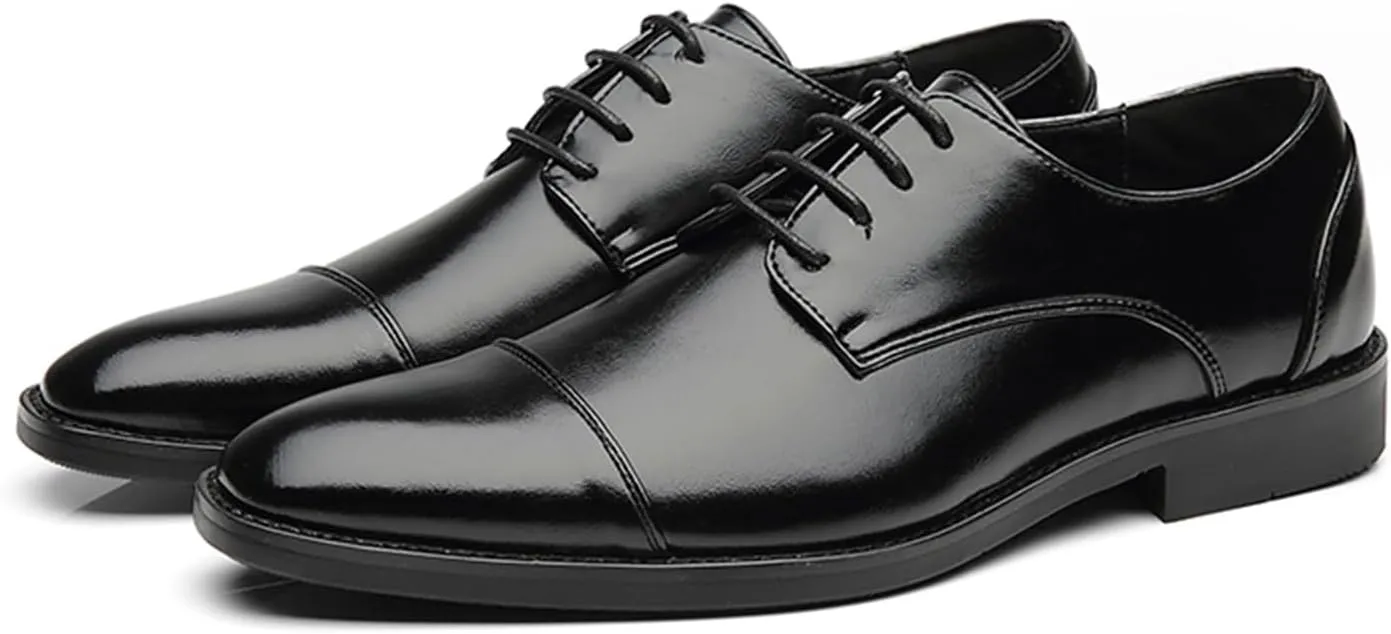 ByErz Men's Dress Shoes Oxford Leather Stylish Lace-Up Wingtip Brogues Business Casual Formal Derby Shoes