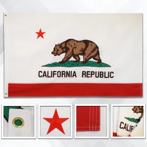 California Double-sided Embroidered Flag 3x5ft