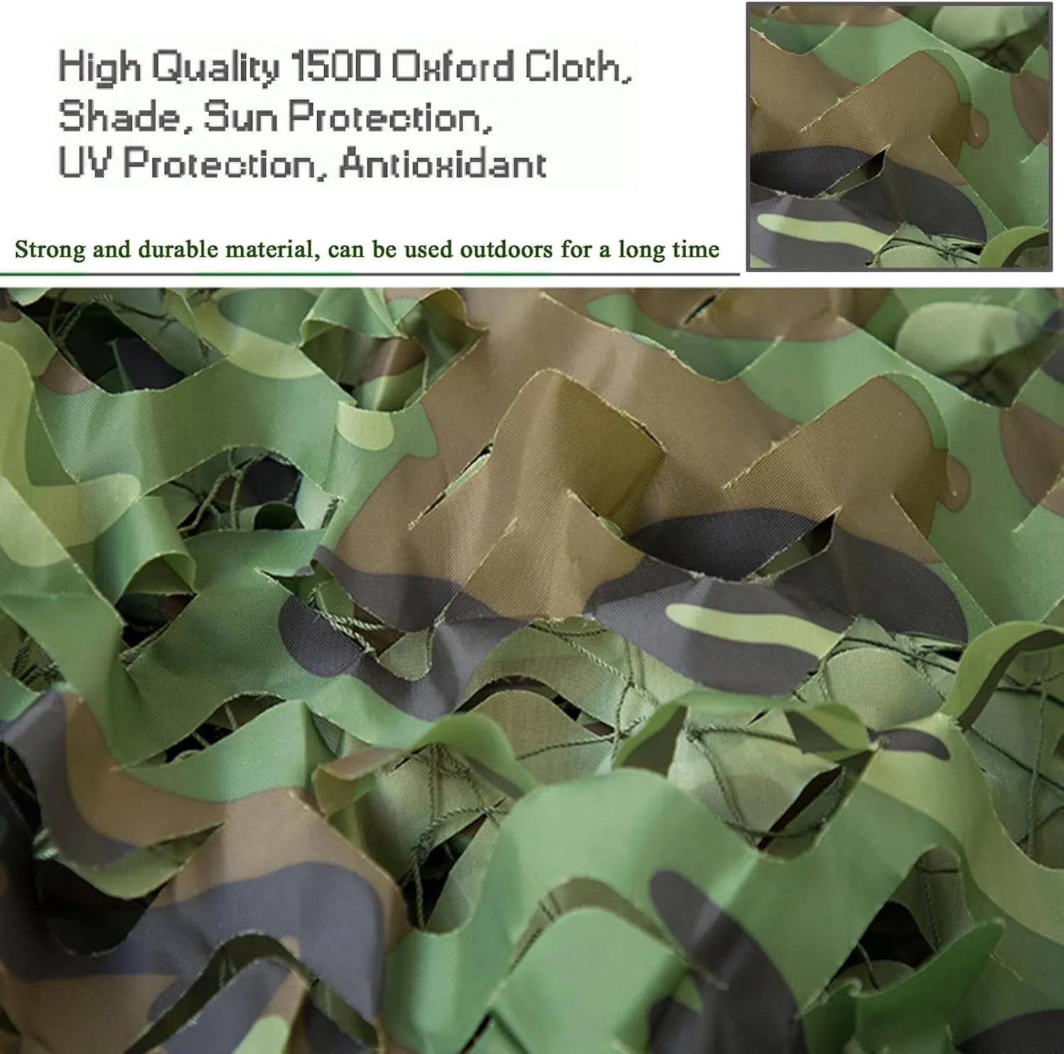 Camouflage Netting,Hunting Forest Camo Net,Sunshade Shutters,150D Durable Oxford Fabric (Quick Dry) Shooting Hide Army Camo Mesh Netting,for Camping Theme Party,4x7m(13 * 23ft)-Green