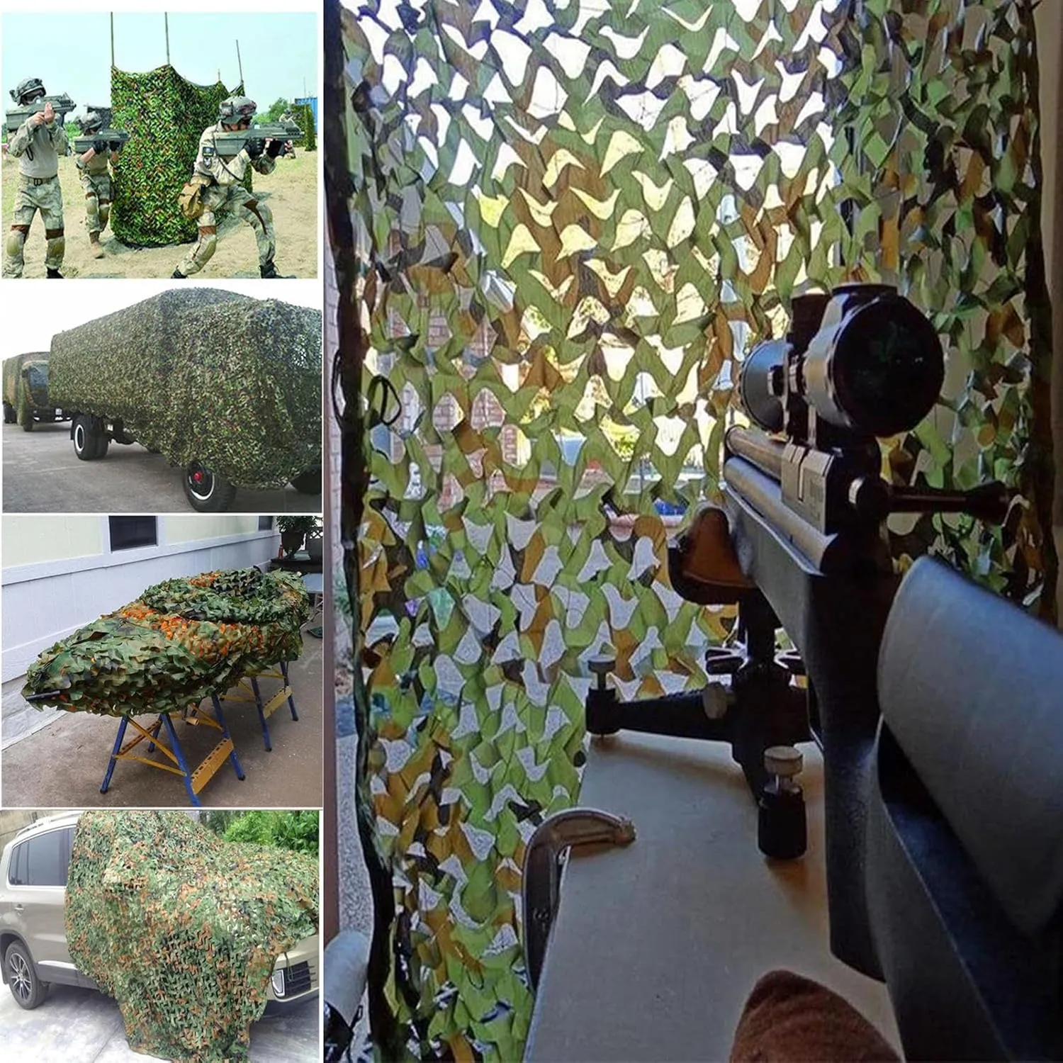 Camouflage Netting,Hunting Forest Camo Net,Sunshade Shutters,150D Durable Oxford Fabric (Quick Dry) Shooting Hide Army Camo Mesh Netting,for Camping Theme Party,4x7m(13 * 23ft)-Green