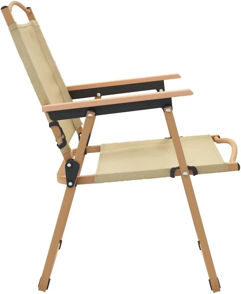 Camping Chairs 2 pcs Beige 21.3"x21.7"x30.7" Outdoor Chairs Foldable Lounge Chairs Patio Furniture for Beach, Picnic, Garden and More