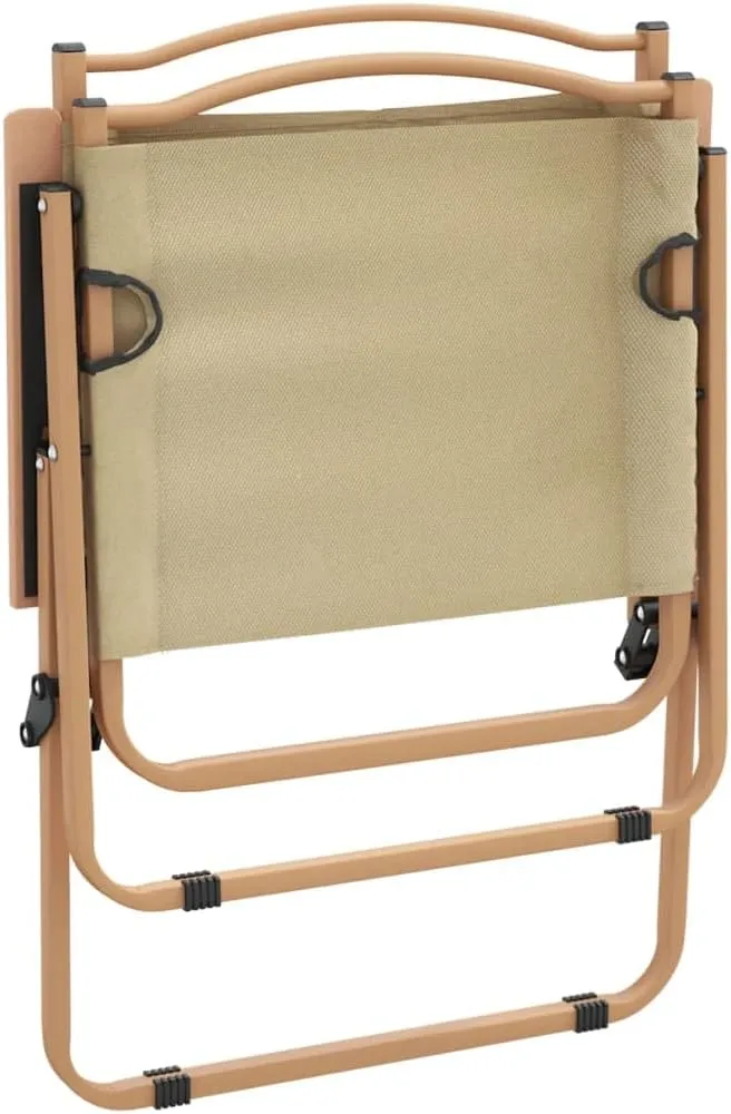 Camping Chairs 2 pcs Beige 21.3"x21.7"x30.7" Outdoor Chairs Foldable Lounge Chairs Patio Furniture for Beach, Picnic, Garden and More