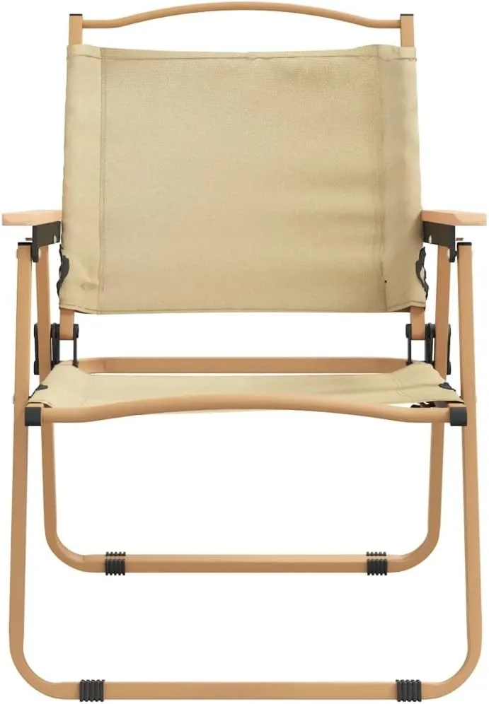 Camping Chairs 2 pcs Beige 21.3"x21.7"x30.7" Outdoor Chairs Foldable Lounge Chairs Patio Furniture for Beach, Picnic, Garden and More