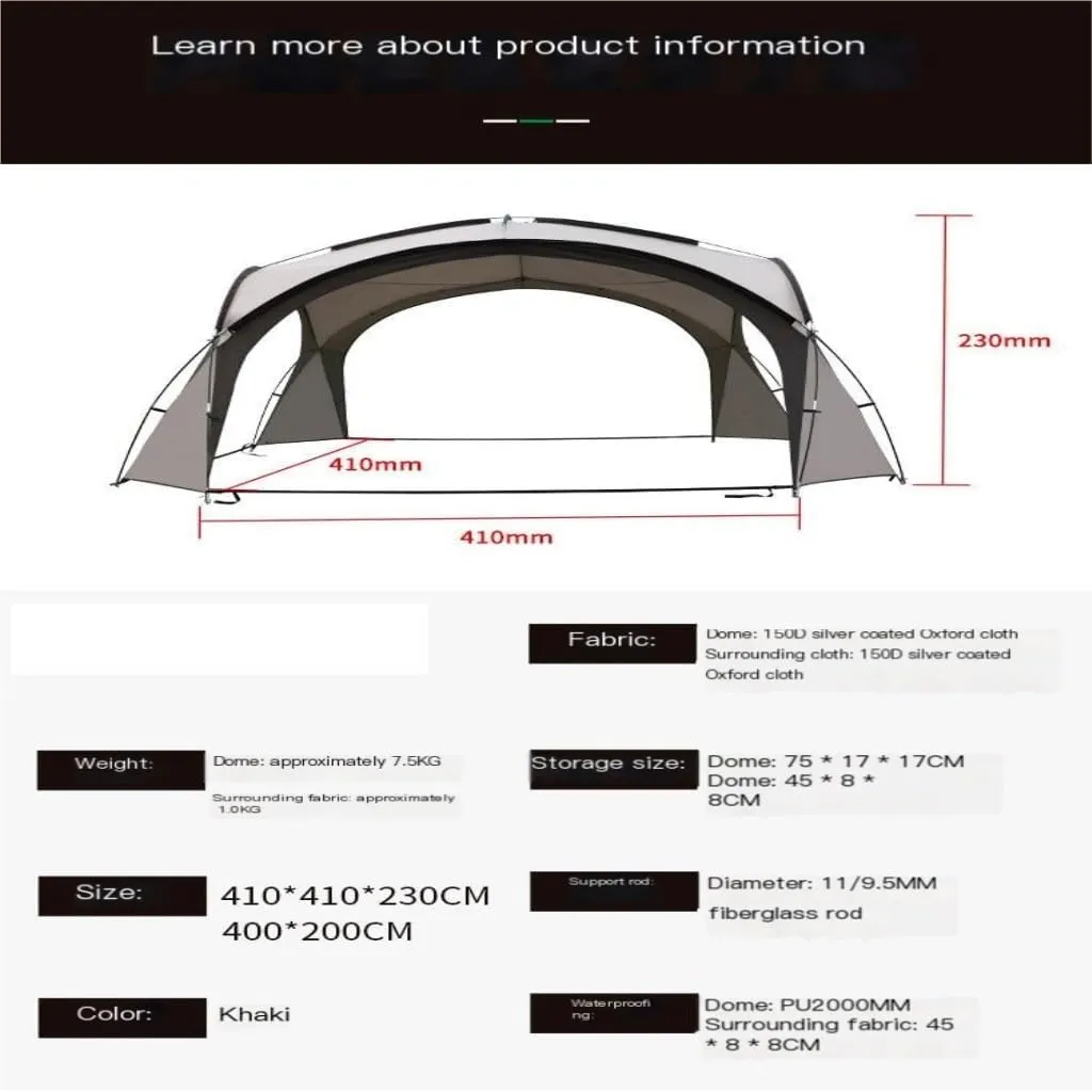 Canopy Awning Outdoor Canopy Camping Sun-Proof, Rain-Proof and UV-Proof Tent Picnic Portable Canopy Tent Outdoor Pergola Awning Canopy