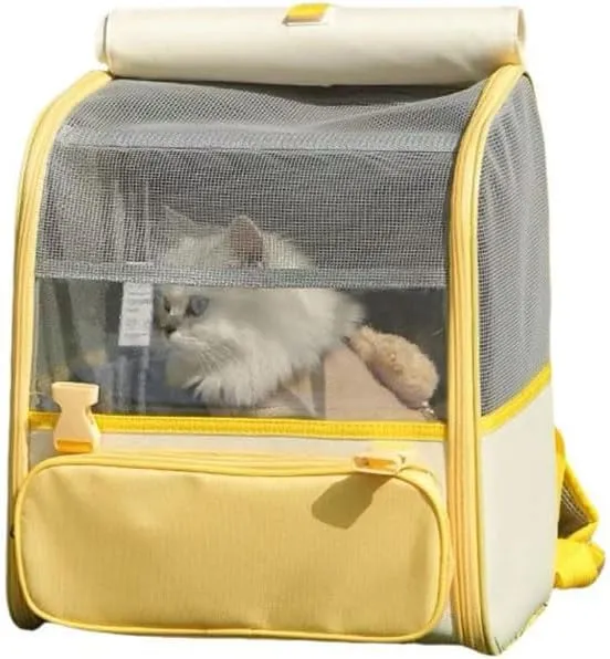 Car Cat Carrier for Toyota C-HR Hy-Power Concept, Pet Carrier Travel Bag for Small Medium Cats with Mesh Ventilation, Breathable Foldable for Airplane, Car, Vet Visits,Yellow
