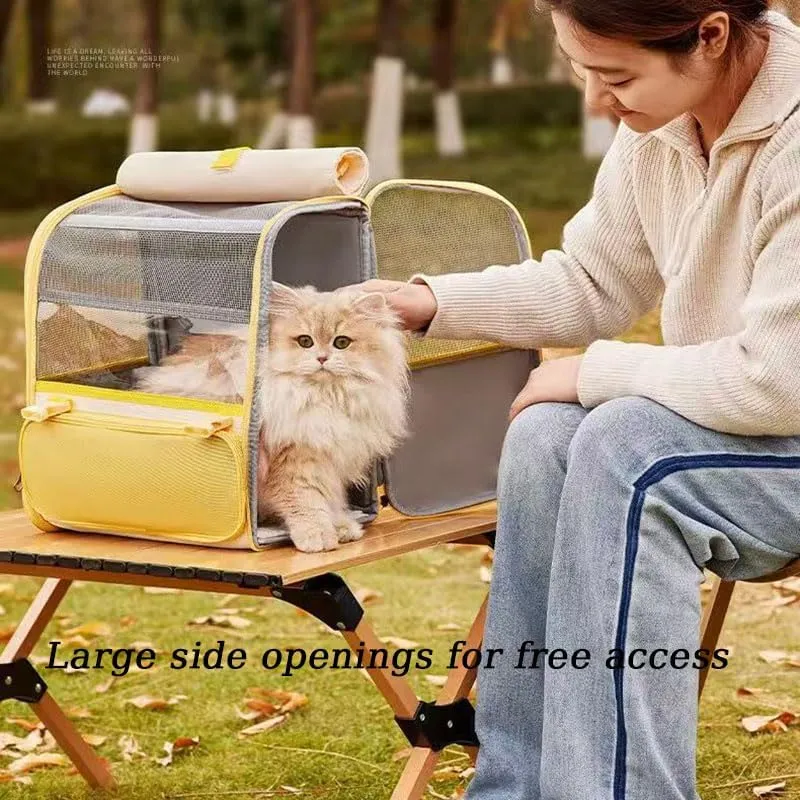 Car Cat Carrier for Toyota C-HR Hy-Power Concept, Pet Carrier Travel Bag for Small Medium Cats with Mesh Ventilation, Breathable Foldable for Airplane, Car, Vet Visits,Yellow