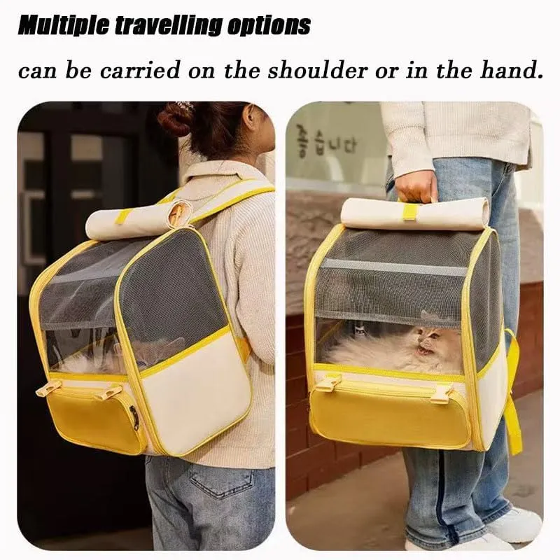Car Cat Carrier for Toyota C-HR Hy-Power Concept, Pet Carrier Travel Bag for Small Medium Cats with Mesh Ventilation, Breathable Foldable for Airplane, Car, Vet Visits,Yellow