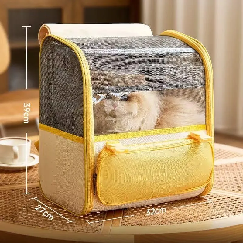 Car Cat Carrier for Toyota C-HR Hy-Power Concept, Pet Carrier Travel Bag for Small Medium Cats with Mesh Ventilation, Breathable Foldable for Airplane, Car, Vet Visits,Yellow