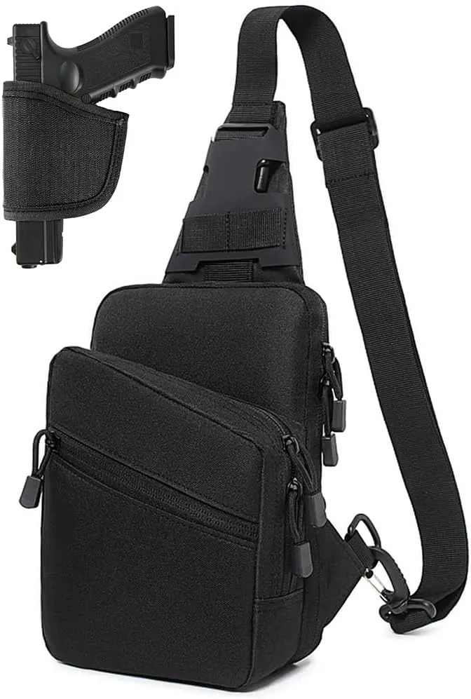 CCW Concealed Carry Chest Bag with Gun Holster, Adjustable Tactical Sling Bag Crossbody EDC Gun Carry Bag for Men
