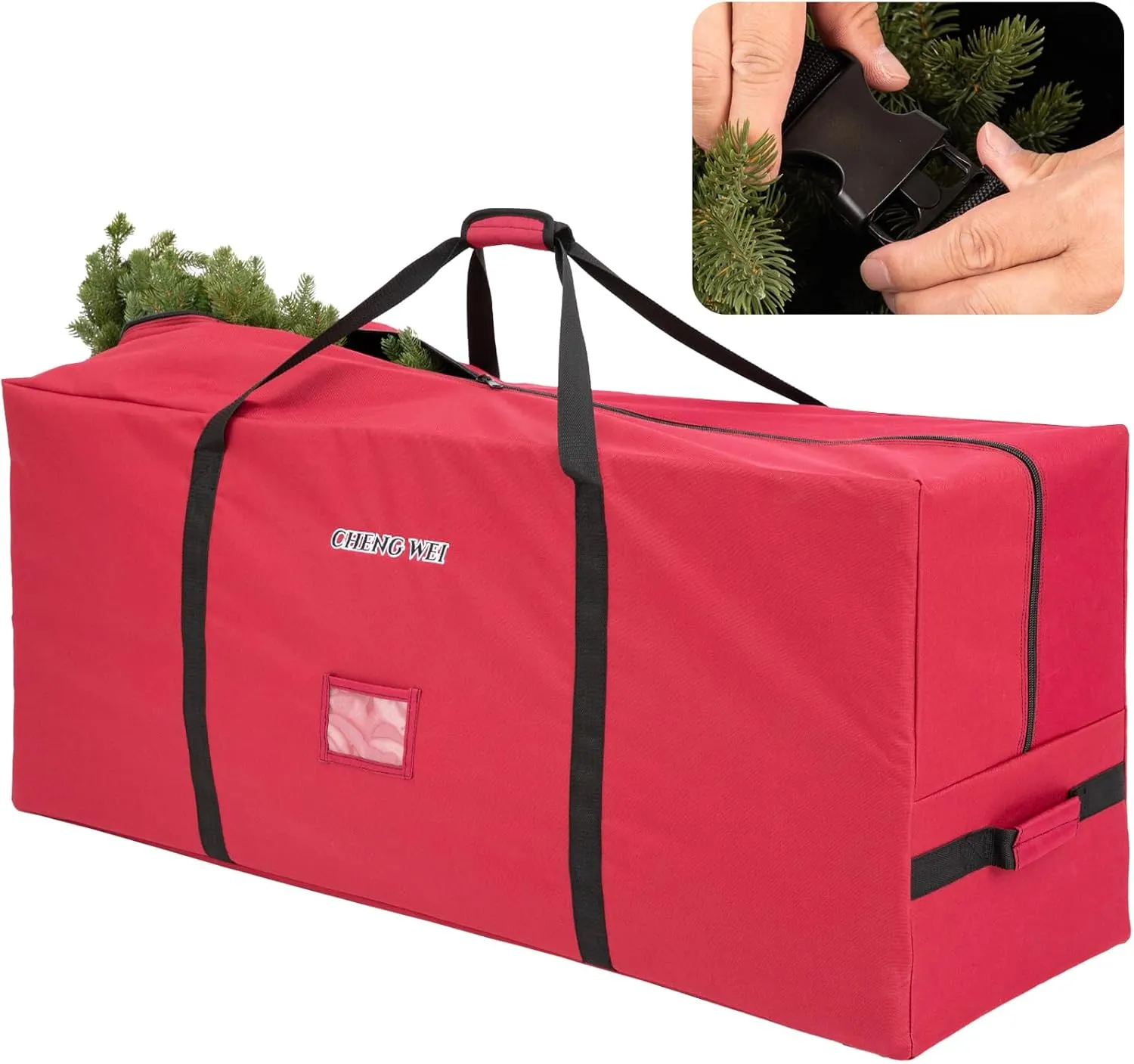 Christmas Tree Storage Bags with Adjustable Internal Buckles, 9 Foot 600D Extra Large Xmas Tree Storage Box with Durable Handles and Zipper