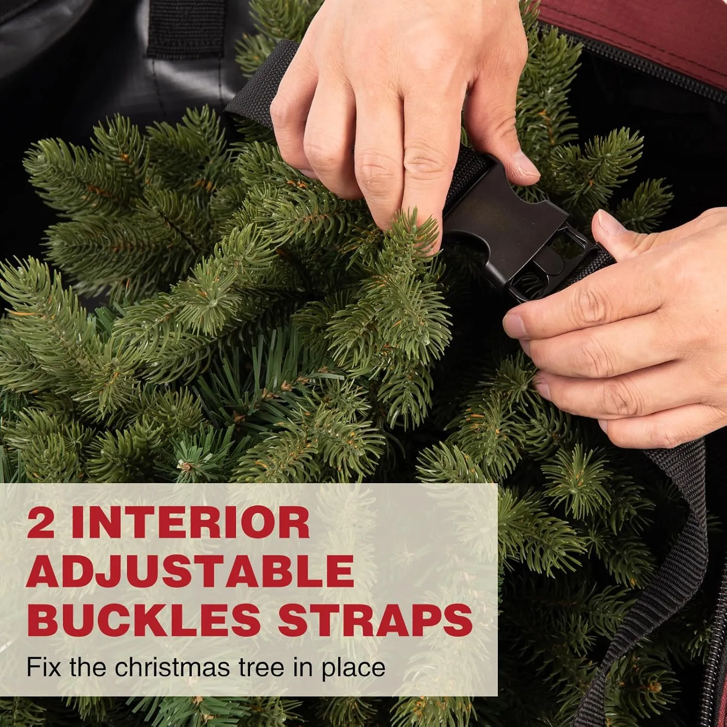 Christmas Tree Storage Bags with Adjustable Internal Buckles, 9 Foot 600D Extra Large Xmas Tree Storage Box with Durable Handles and Zipper