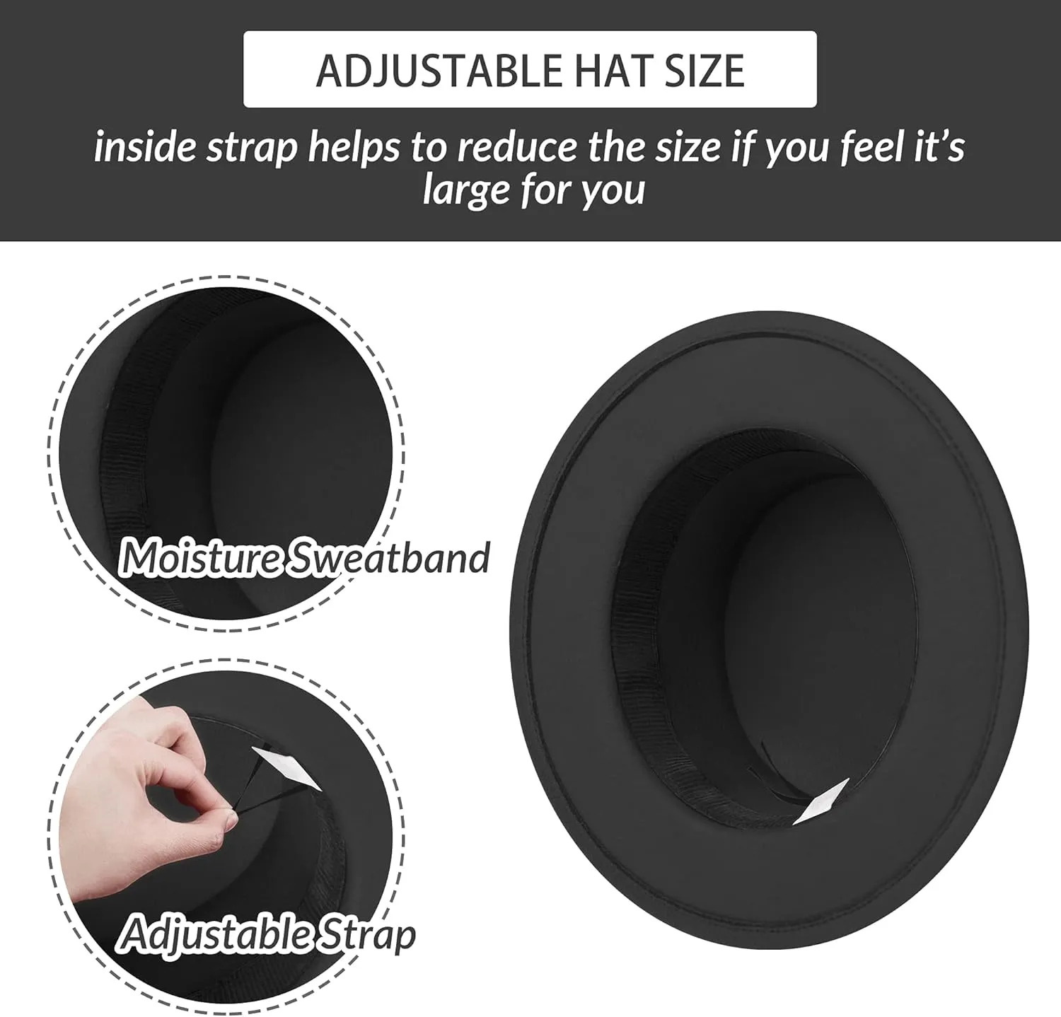 Classic Fedora Hat Flat Top Hat Felt Pork Pie Hat Wide Brim Church Derby Cap for Women and Men