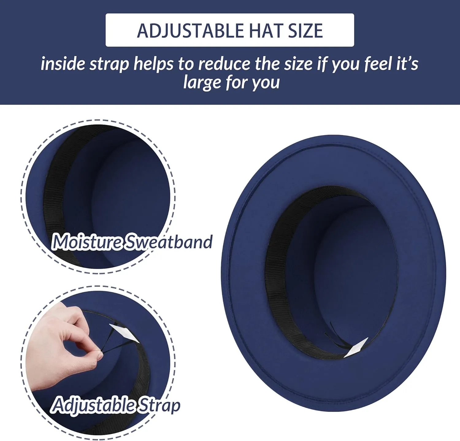 Classic Fedora Hat Flat Top Hat Felt Pork Pie Hat Wide Brim Church Derby Cap for Women and Men