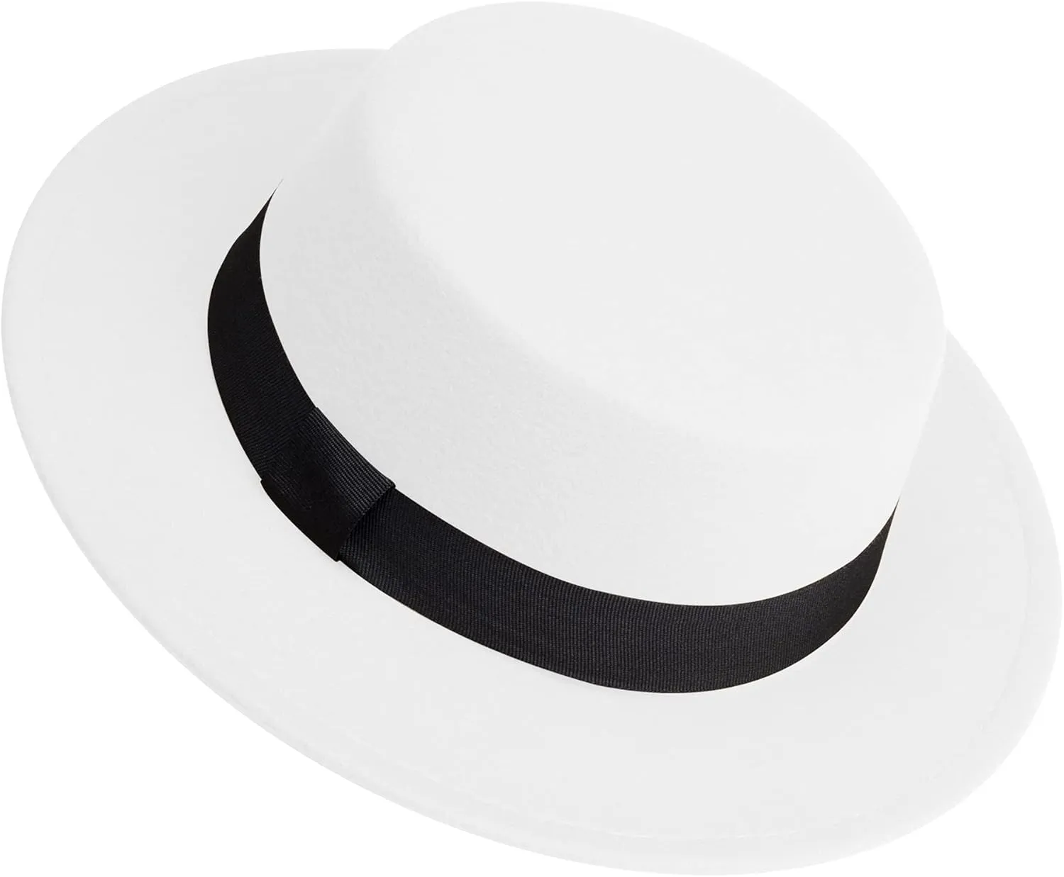 Classic Fedora Hat Flat Top Hat Felt Pork Pie Hat Wide Brim Church Derby Cap for Women and Men