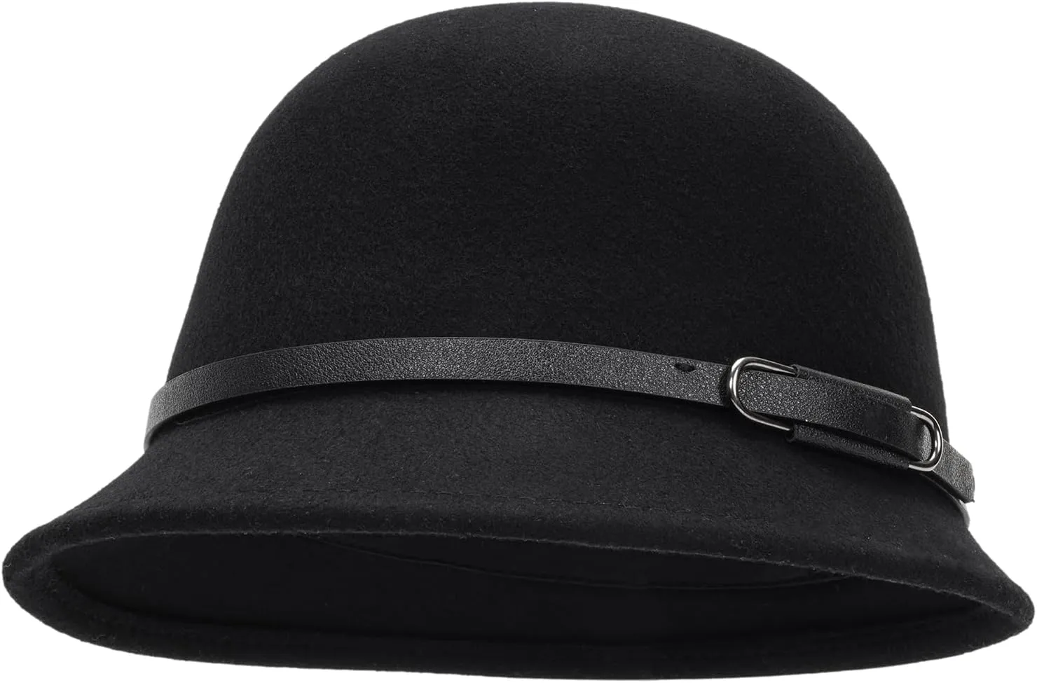 Cloche Wool Hats for Women Short Brim Vintage 1920s Style Black Bucket Derby Hat