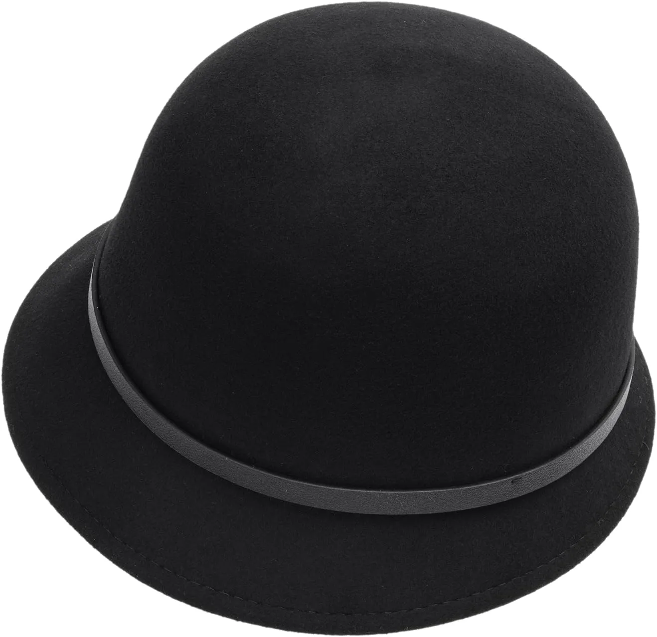 Cloche Wool Hats for Women Short Brim Vintage 1920s Style Black Bucket Derby Hat